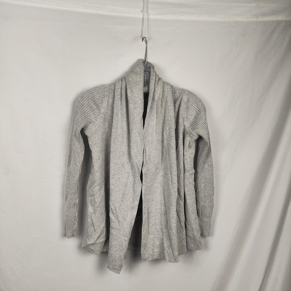 Banana Republic Sweater Cardigan Womens XS Gray Open Front Shawl Collar Knit